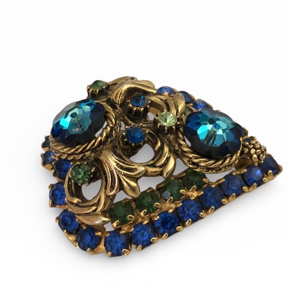 Vintage Rivoli Rhinestone Heart Brooch - Picture 3 of 7